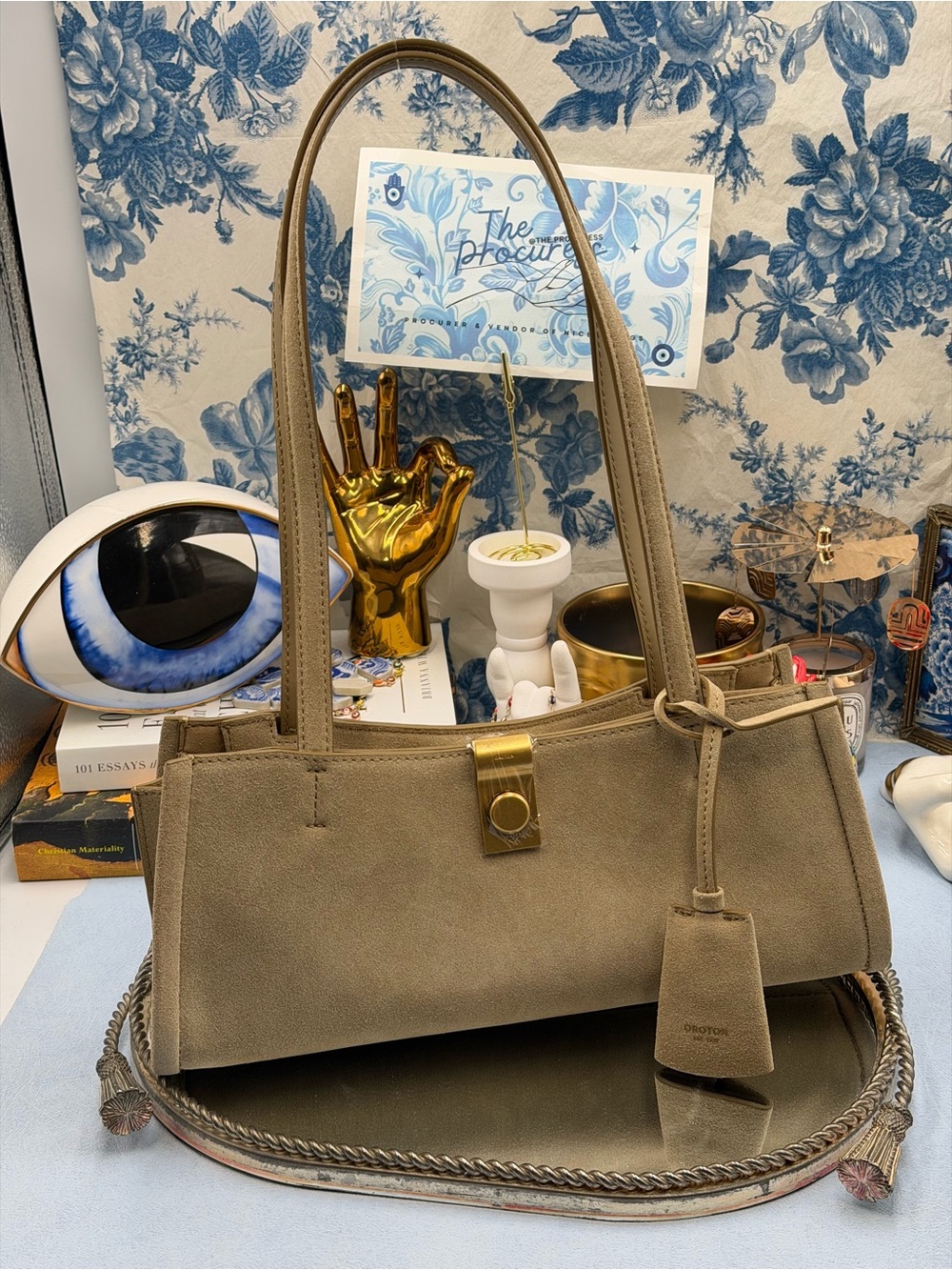 🆕 OROTON 🧿 NWT Mille Suede Baguette, Caper Light Tan - Picture 2 of 16